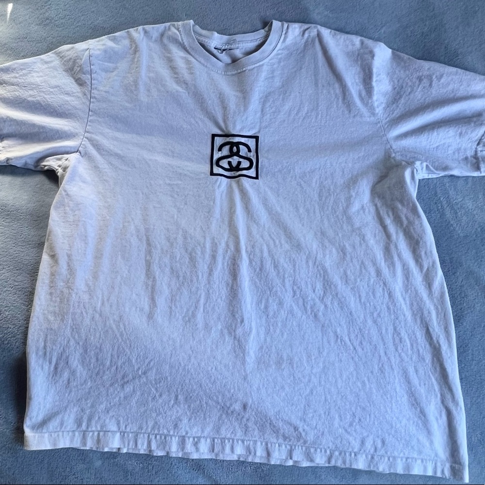 White Stüssy Graphic Tee